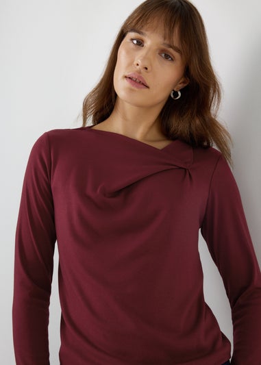 Burgundy Twist Neck Top