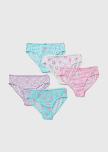 5 Pack Multicolour Patterned Knickers (2-11yrs)