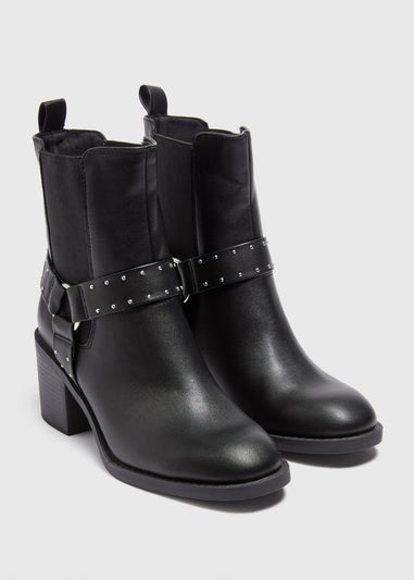 Black Stud Heeled Boot