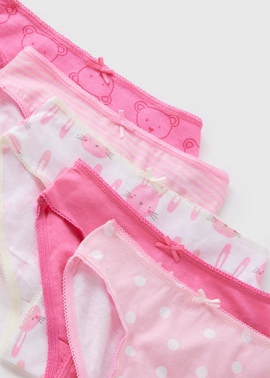 5 Pack Girls Pink Animal Knickers (2-13yrs)