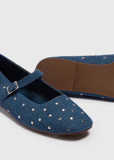 Denim Stud Mary Janes