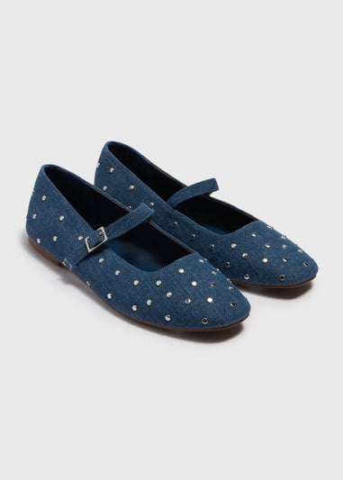 Denim Stud Mary Janes