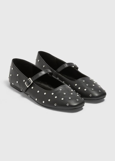 Black Stud Mary Janes