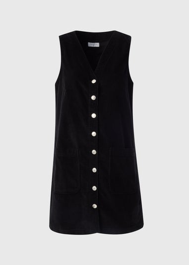 Black Cord Pinafore Dress