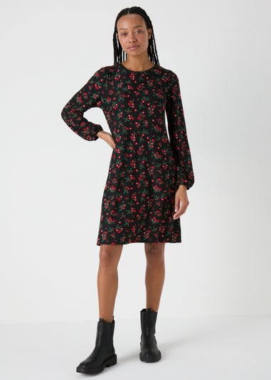 Black Floral Mini Dress