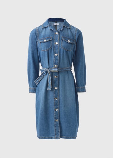 Blue Mid Wash Denim Shirt Dress