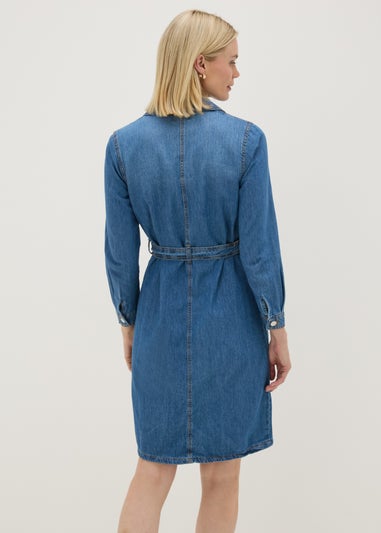 Blue Mid Wash Denim Shirt Dress