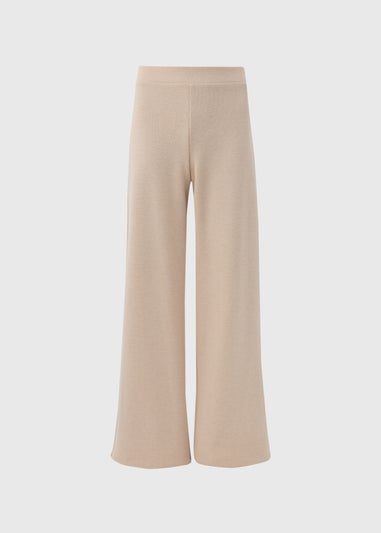 Cream Co Ord Soft Touch Wide Leg Trousers