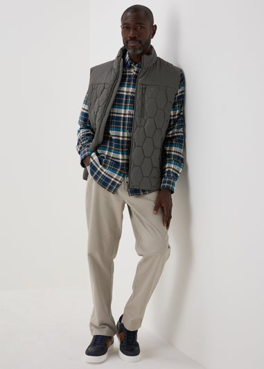 Lincoln Teal Checked Brushed Shirt