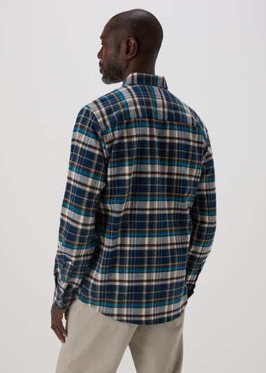 Lincoln Teal Checked Brushed Shirt