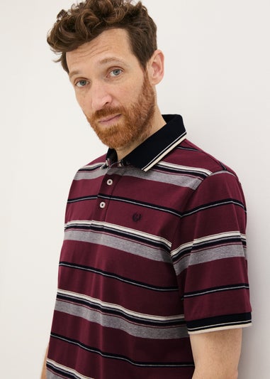 Lincoln Burgundy Stripe Polo Shirt