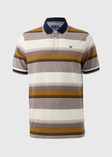 Lincoln Brown Stripe Ombre Polo Shirt