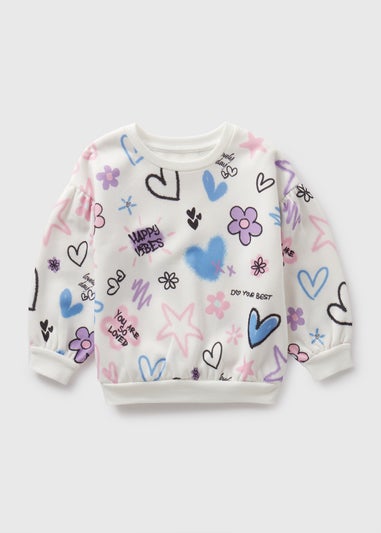 Girls Cream Graffiti Sweatshirt (1-7yrs)