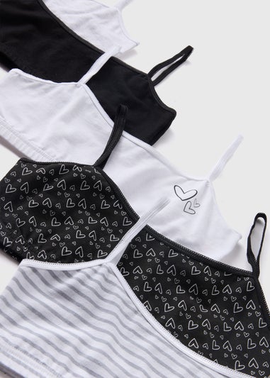 5 Pack Girls Black Heart Crop Tops (6-13yrs)