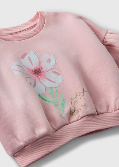 Girls Pink Flower Sweatshirt (7-15yrs)