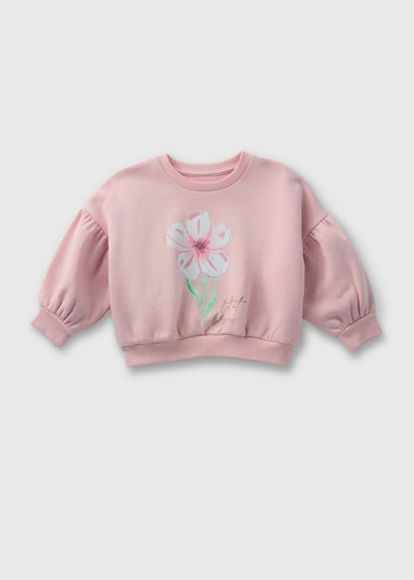 Girls Pink Flower Sweatshirt (7-15yrs)