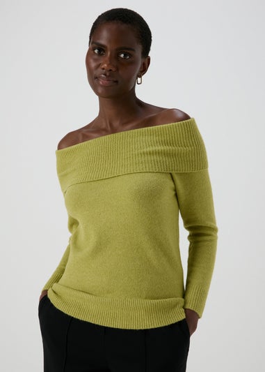 Et Vous Lime Bardot Knitted Jumper