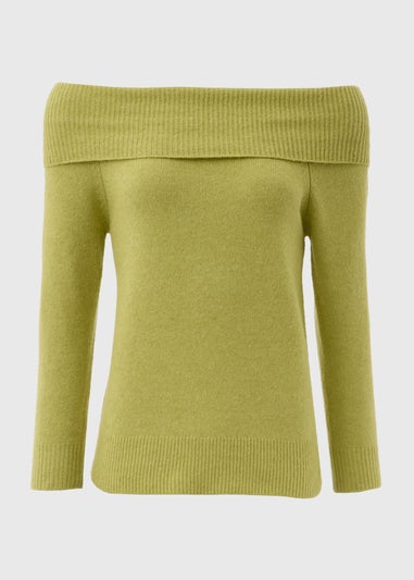 Et Vous Lime Bardot Knitted Jumper