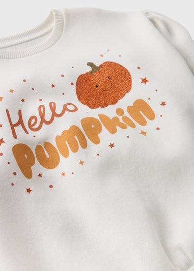 Girls Cream Hello Pumpkin Sweatshirt (1-7yrs)