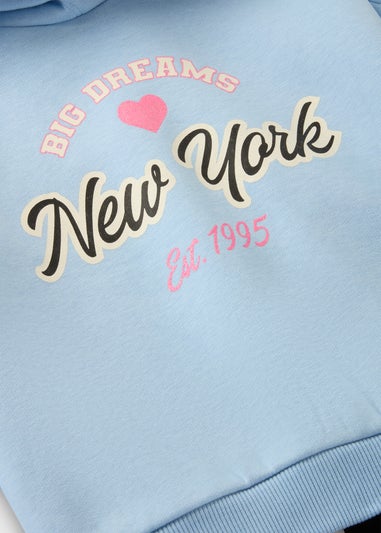 Girls Blue New York Hoodie & Leggings Set (1-7yrs)