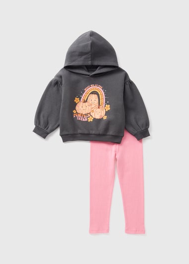 Girls Pink Pumpkin Hoodie & Legging Set (1-7yrs)