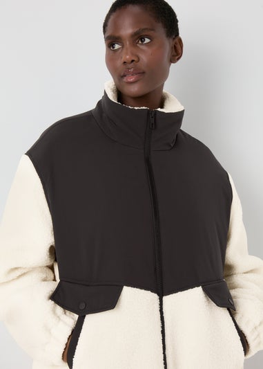 Cream Fleece Padded Coat