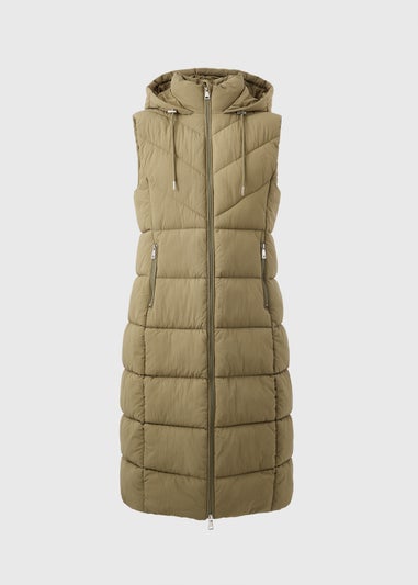 Khaki Long Padded Gilet