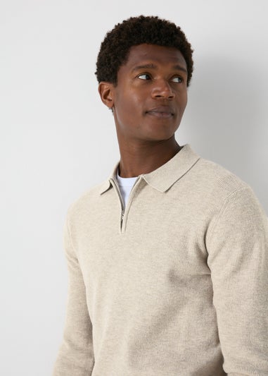 Stone Zip Rib Polo Shirt