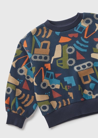 Boys Navy Vehicle Sweatshirt (1-7yrs)