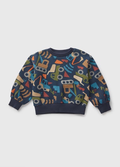 Boys Navy Vehicle Sweatshirt (1-7yrs)