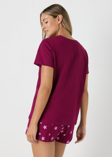 Burgundy Star Santa Baby Pyjama Short Set