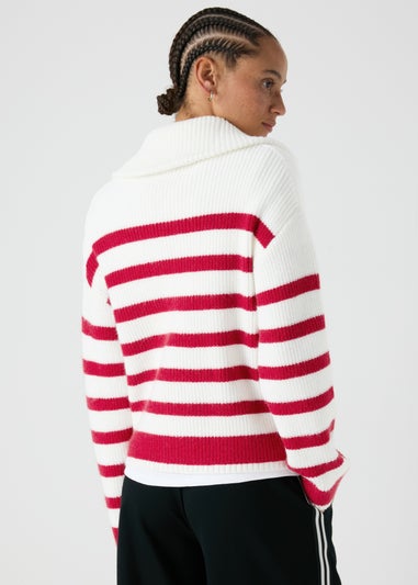 Stripe Zip Knitted Cardigan