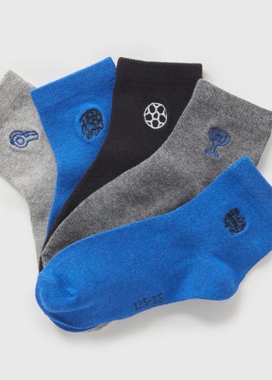 5 Pack Boys Multicolour Football Socks (Younger 6-Older 6.5)