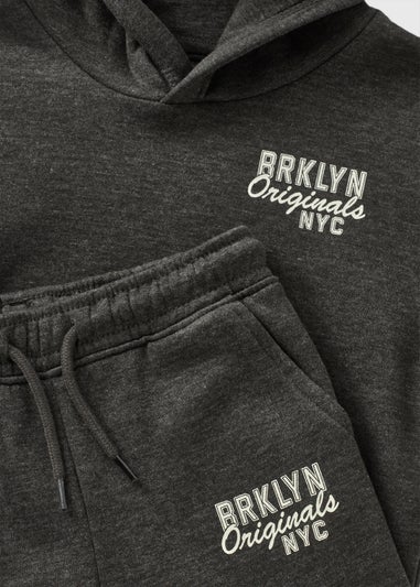 Boys Charcoal NYC Hoodie & Jogging Bottoms Set (1-7yrs)