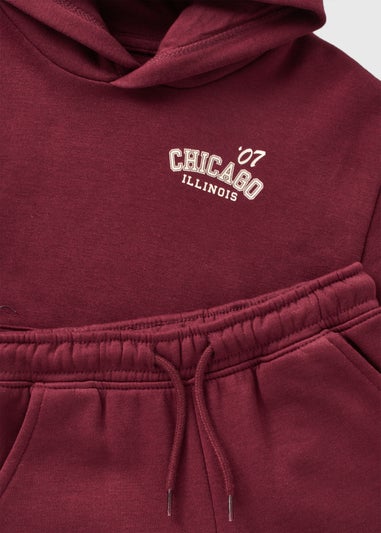 Boys Burgundy Chicago Hoodie and Joggers Set (1-7yrs)