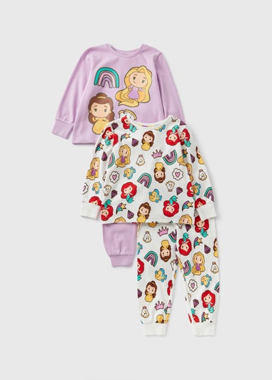 Disney 2 Pack Girls Multicolour Cartoon Princess Top & Jogging Bottoms Set (1-7yrs)