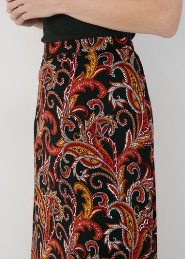 Black Paisley Midi Skirt