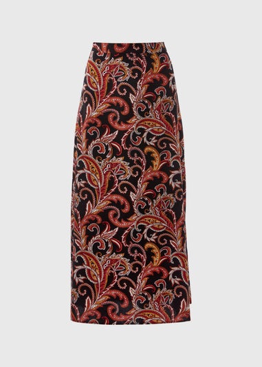 Black Paisley Midi Skirt