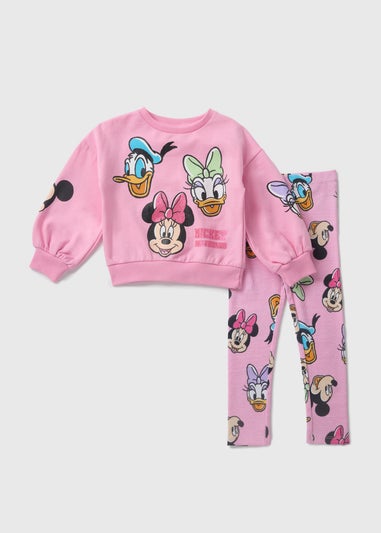 Disney Girls Pink Minnie & Friends Sweatshirt & Legging Set (1-7yrs)