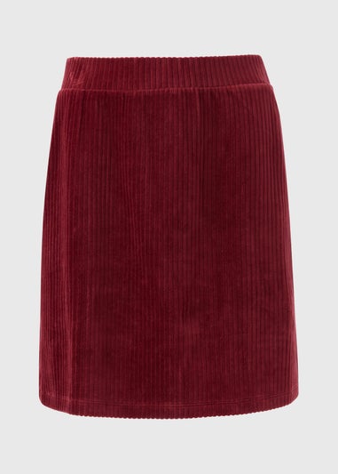 Burgundy Cord Mini Skirt