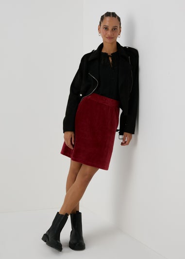 Burgundy Cord Mini Skirt