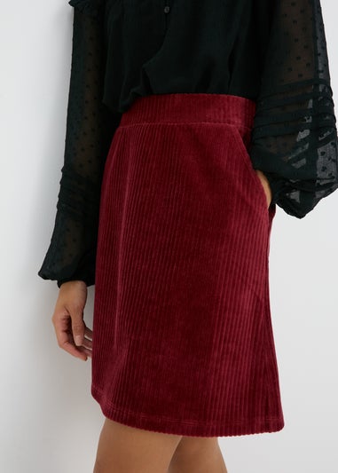 Burgundy Cord Mini Skirt