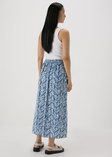 Blue Snake Print Midaxi Skirt