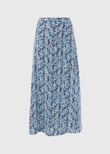 Blue Snake Print Midaxi Skirt