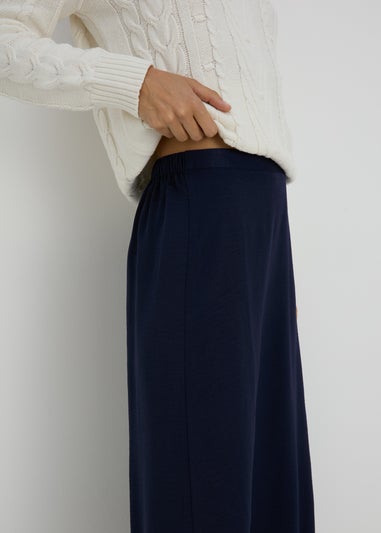 Navy Satin Midaxi Skirt