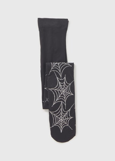 Girls Black Cobweb Mesh Tights (2-13yrs)