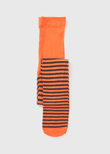 Girls Orange Stripe Tights (2-11yrs)