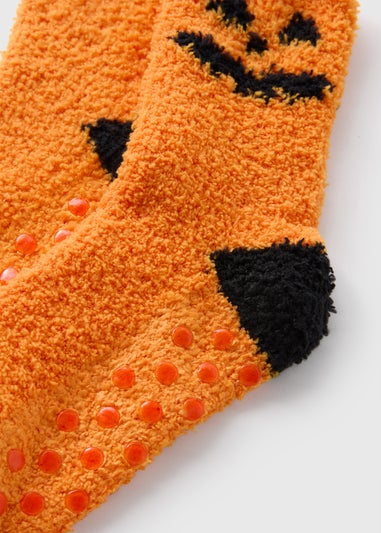 Kids Orange Pumpkin Cosy Socks (Younger 6-Older 6.5)