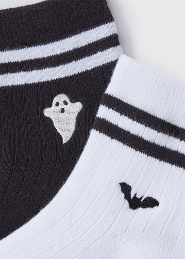 2 Pack Boys Black Halloween Socks (Younger 6-Older 6.5)