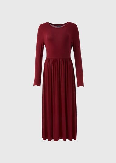 Burgundy Long Sleeve Midi Dress